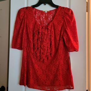 Gianni Bini Red Short Sleeve Blouse